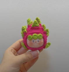 Crochet Dragon Fruit Doll with Cute Face Pattern