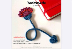 Crochet Flower Bookmark Pattern with Heart Design
