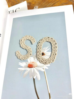 Crochet Letters SO with Daisy Background