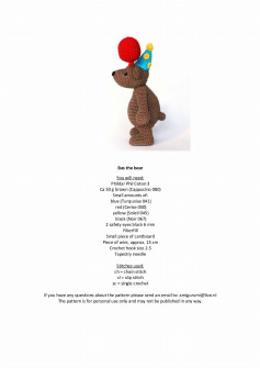 Crochet Pattern: Bas the Bear with Balloon and Party Hat