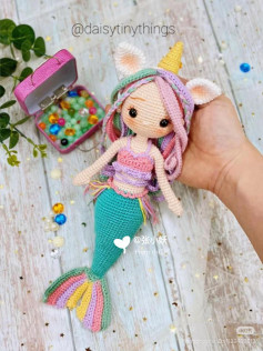 Crochet Pattern: Cute Unicorn Mermaid Doll with Colorful Hair
