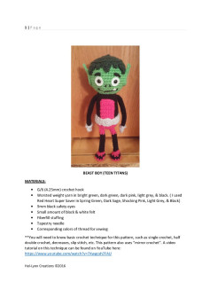 Crochet Pattern for Beast Boy from Teen Titans
