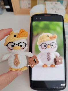 Crochet Pattern for Cute Duckling in Glasses with Briefcase