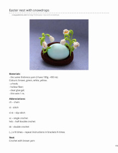 Crochet Pattern for Easter Nest with Snowdrops and Egg Decoration