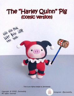 Crochet Pattern for Harley Quinn Pig Plush Toy