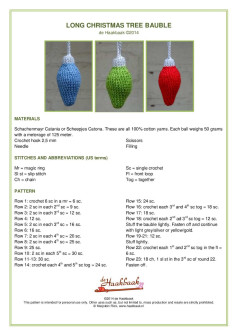 Crochet Pattern for Long Christmas Tree Bauble Decoration