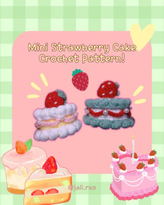Crochet Pattern for Mini Strawberry Cake with Detailed Instructions