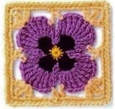 Crochet Pattern for Purple Flower Granny Square