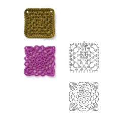 Crochet Pattern for Square and Floral Motifs