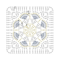 Crochet Pattern: Intricate Square Motif with Flower Design