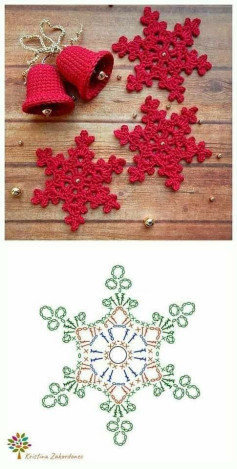 Crochet Snowflake and Bell Pattern for Festive Decorations