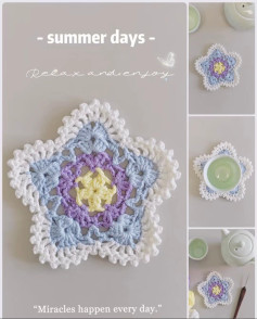 Crochet Star Coaster for Relaxing Summer Days