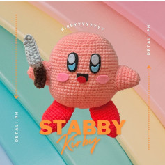 Cute Crochet Kirby with Knife - Amigurumi Pattern