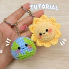 Cute Crochet Sun and Earth Keychain Tutorial
