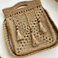 Elegant Crochet Bag with Tassel Design and Handle