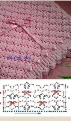 Elegant Crochet Blanket Pattern with Ribbon and Flower Detail