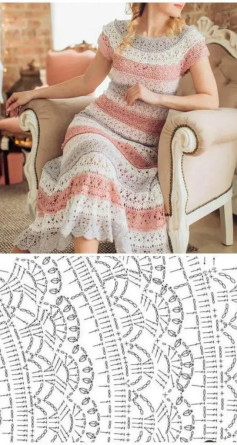 Elegant Crochet Dress Pattern with Floral Motifs for Summer