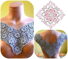 Elegant Crochet Lace Collar with Floral Motif Design