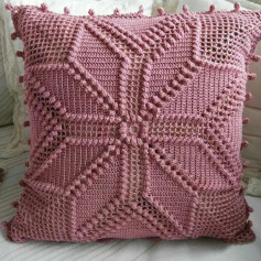 Elegant Crochet Pillow with Geometric Star Design