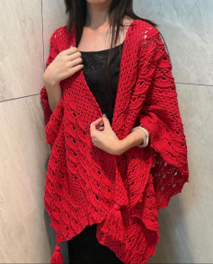 Elegant Red Crochet Shawl Pattern for Stylish Wear
