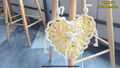 Heart-Shaped Crochet Bag with Ribbon Detail