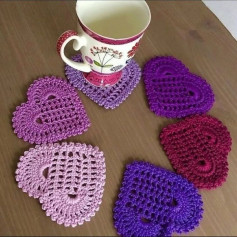 Heart-shaped Crochet Coasters for a Charming Tea Time