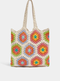 Hexagon Granny Square Crochet Bag with Vibrant Colors and Unique Design