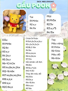 Hướng dẫn chi tiết móc len gấu Pooh đáng yêu cho người mới bắt đầu