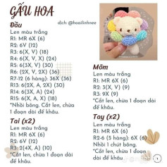 Hướng dẫn móc len gấu hoa dễ thương cho người mới bắt đầu