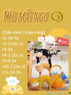 Hướng dẫn móc len mèo hài hước với các bước chi tiết