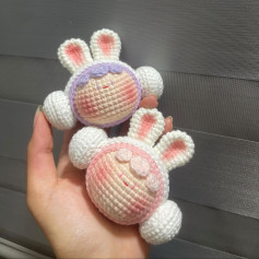 Hướng dẫn móc len thú nhồi bông thỏ đeo tai nghe dễ thương