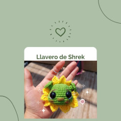 Llaveros tejidos de Shrek en forma de girasol
