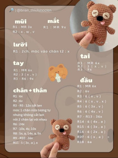 Mẫu móc len gấu dễ thương với hướng dẫn chi tiết