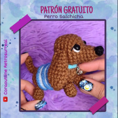 Patrón de amigurumi: adorable perro salchicha con suéter a rayas