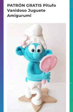 Patrón de Amigurumi de Pitufo Vanidoso para Juguete Hecho a Mano