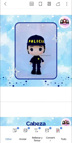Patrón de amigurumi de policía encantador