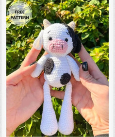 Patrón de amigurumi de vaca adorable y fácil de hacer