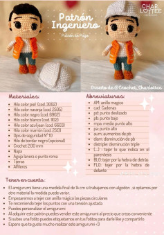 Patrón de Amigurumi Ingeniero con Casco y Chaleco de Seguridad