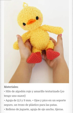 Patrón de amigurumi: pato amarillo adorable para principiantes
