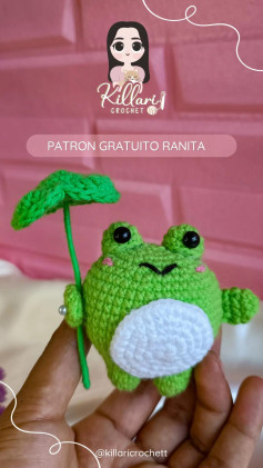 Patrón de Amigurumi: Ranita con Paraguas de Hoja