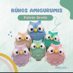 Patrón de amigurumis de búhos en crochet, fácil y gratuito.