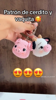 Patrón de cerdito y vaquita fácil y adorable para principiantes