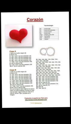 Patrón de crochet: Amigurumi corazón rojo paso a paso