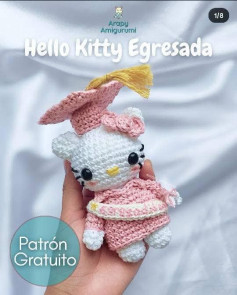 Patrón de Hello Kitty Graduada a Crochet Gratis