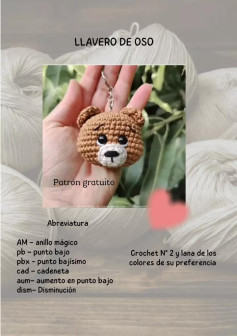 Patrón de llavero de oso: Crochet fácil para principiantes