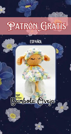 Patrón de muñeca oveja colorida, fácil y gratis para principiantes