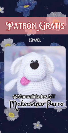 Patrón gratuito de perro amigurumi estilo malvavisco