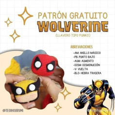 Patrón gratuito de Wolverine, llavero tipo Funko