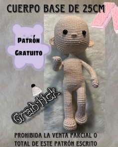 Patrón gratuito para muñeco de cuerpo base de 25cm