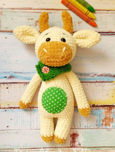 Схема вязания крючком для милого бычка с шарфом